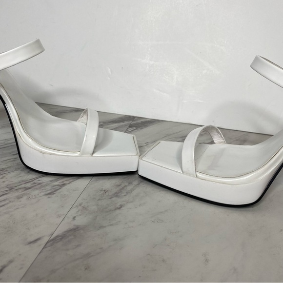 Jeffrey Campbell Hustler Square Toe White Heel Sandal 9 1/2 - Picture 6 of 14